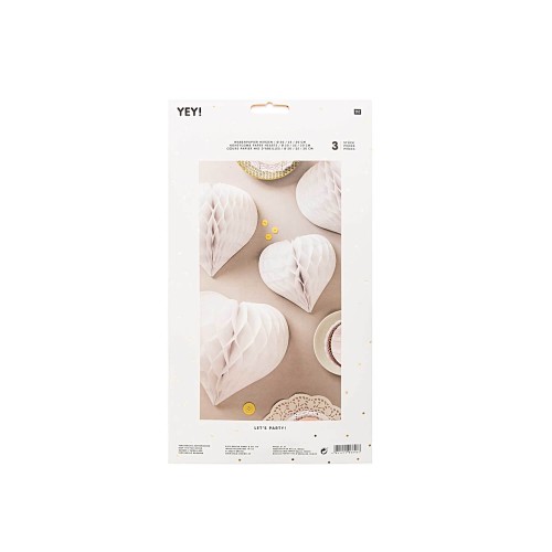 weiße Herzen aus Wabenpapier von Rico Design