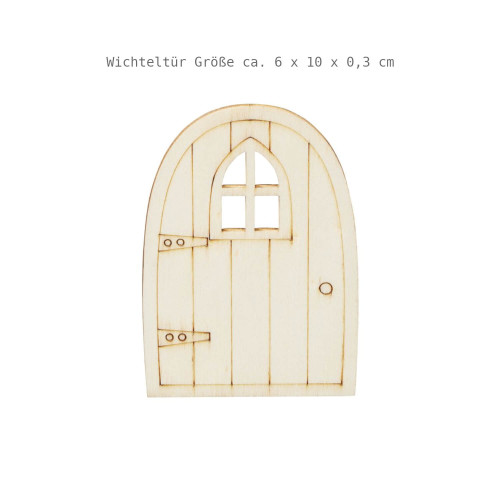 Wichteltür Holztür 6 x 10 x 0,3 cm