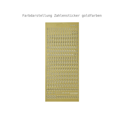Zahlensticker goldfarben Farbdarstellung