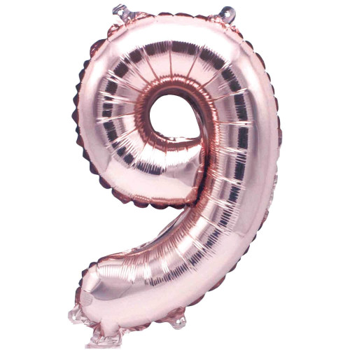 Folienballon Zahl 9 rosa 36 cm