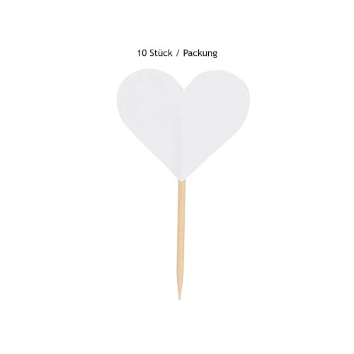Paper Poetry Papierfähnchen Herz weiß 10 Stück