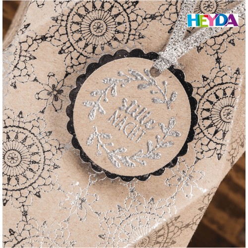 Embossing Beispiel mit Holzstempel Stille Nacht