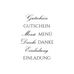 Stempelset transparent Gutschein Menü Danke Einladung