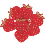 Filzstreu Erdbeere bestickt rot/gold