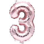 Folienballon Zahl 3 rosa 36 cm
