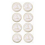 CREApop® Sticker Einladung Konfirmation Schiff goldfarben